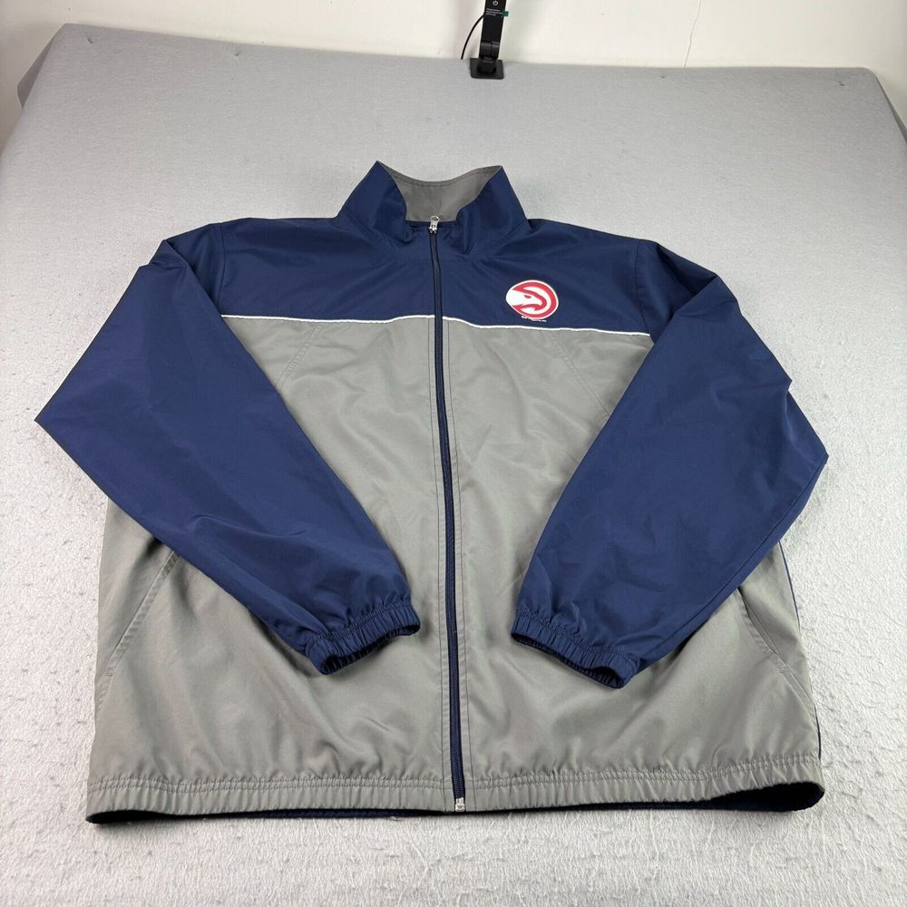 Atlanta Hawks‎ Jacket Mens XL Gray Blue Windbreaker Full Zip Lightweight NBA